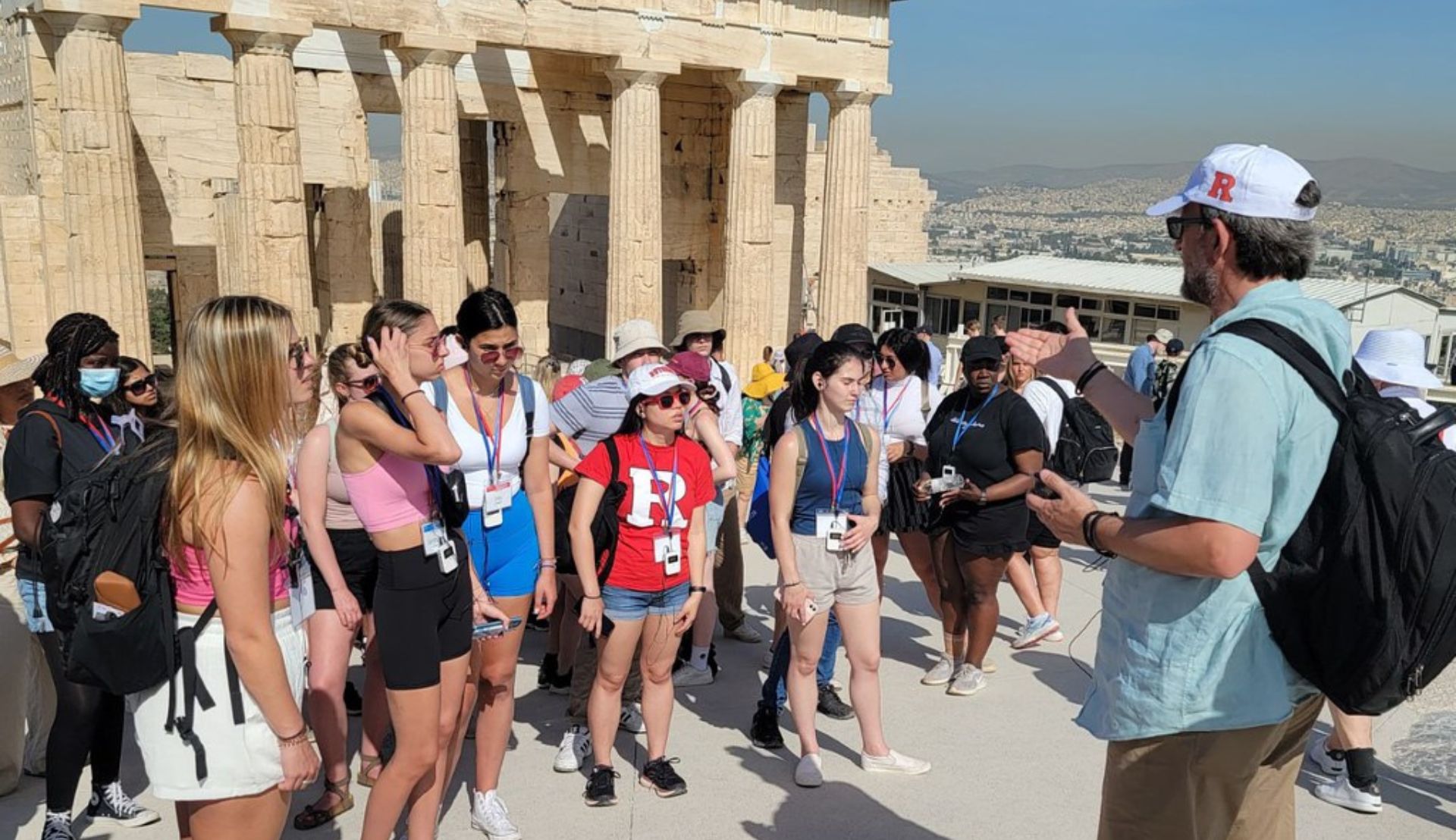 Group of Rutgers students studying abroad in Greece