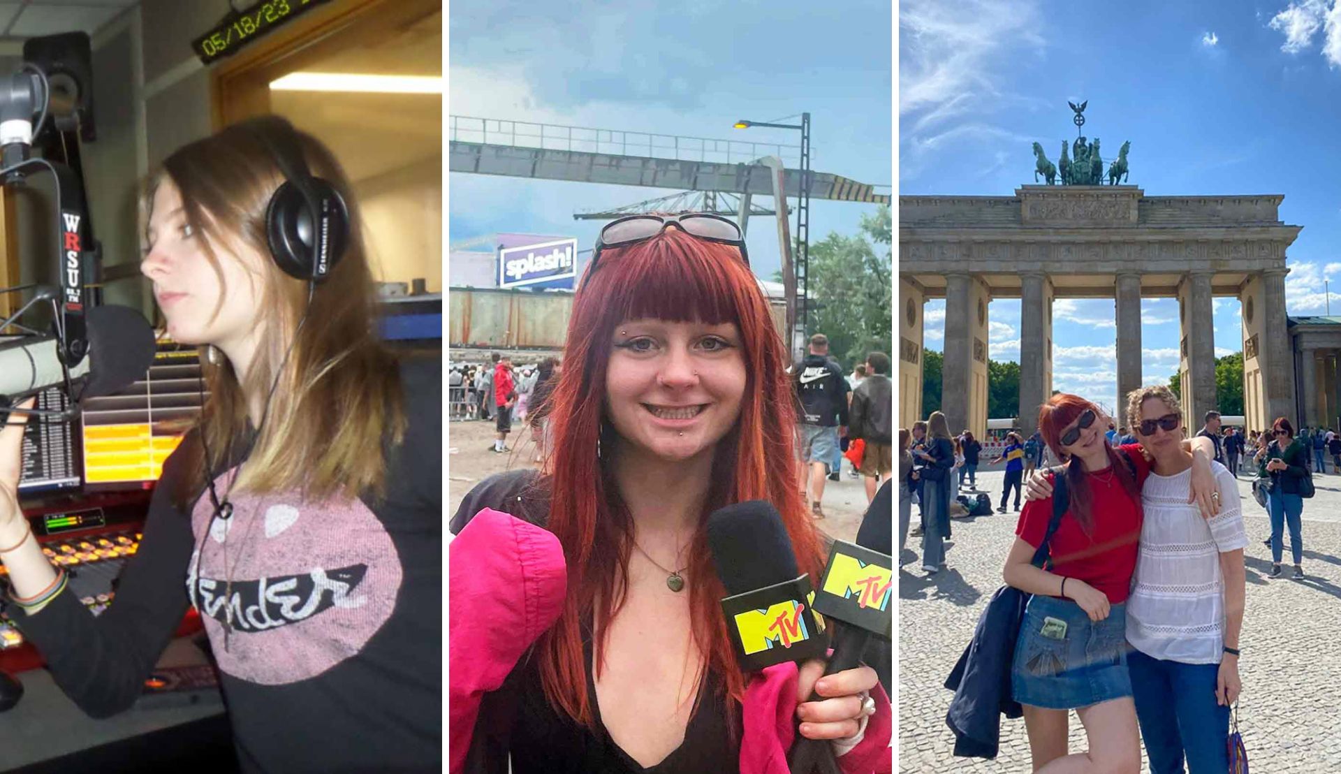 Three photos of Rutgers senior Kate Beemer, who studied abroad in Germany
