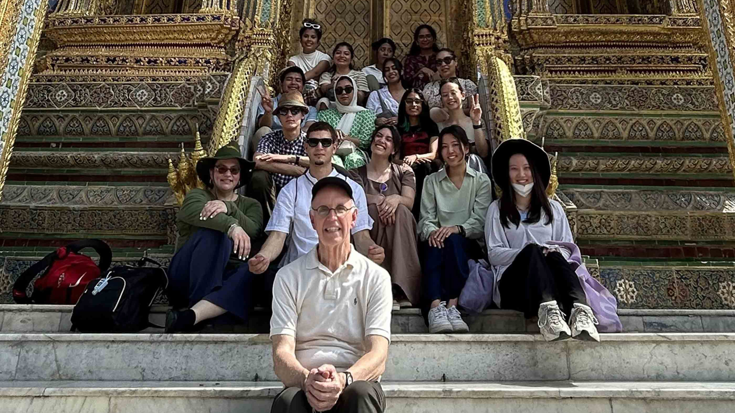 Professor Mark Robson and his study abroad students in Thailand