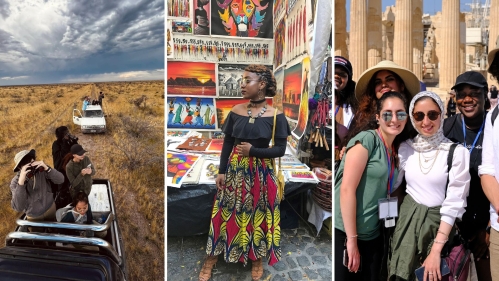 Three photos of Rutgers students study abroad