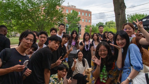 Group of students at ISSS social gathering