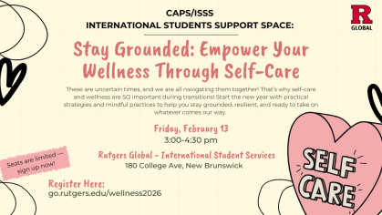 Graphic for the Self-care session that has the session information with decorative elements