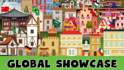 A colorful promotional flyer for the “Global Showcase” event on March 11, 2025, from 6–9 p.m. at Livingston Hall – LSC, inviting participants to experience cultural performances and activities from around the world, with the tagline “No passport required!”