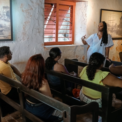 Faculty teaching students on study abroad program