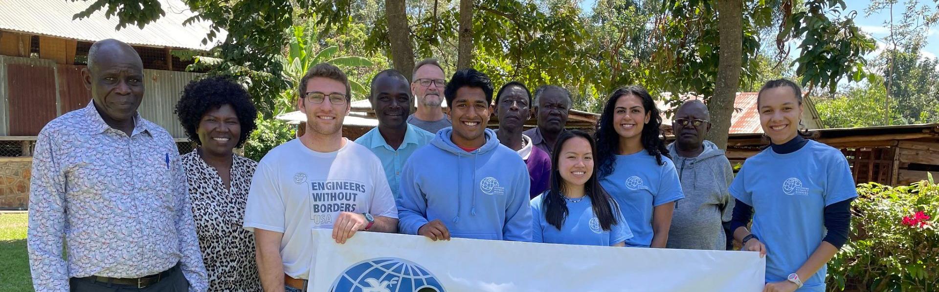 Engineers without Borders in Kenya, group photo with banner