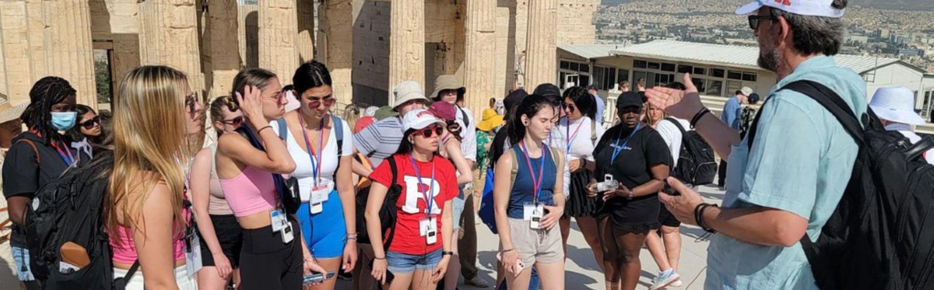 Group of Rutgers students studying abroad in Greece