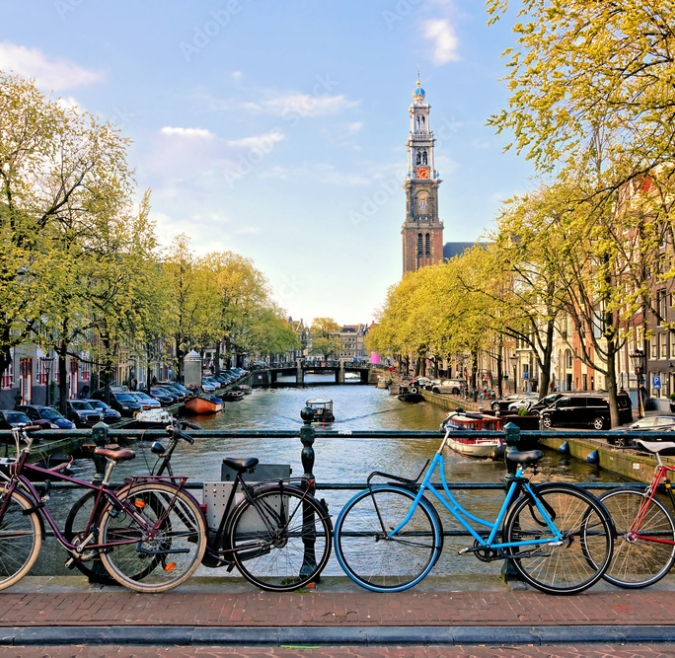 Amsterdam bikes by the canal
