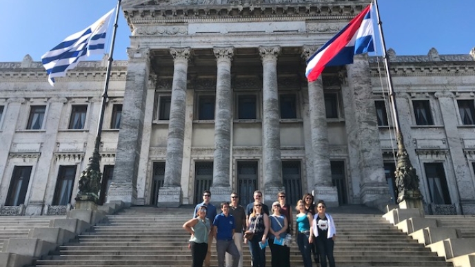 students on steps in Uruguay