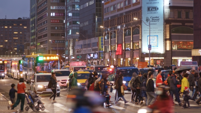 Taipei crosswalk at night