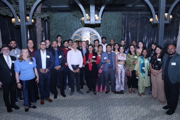 Group photo taken at Delhi Rutgers alumni reception