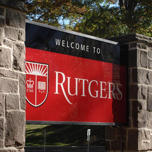 Rutgers Global - Student Information Hub, sign of Rutgers, The State University of New Jersey on the New Brunswick campus